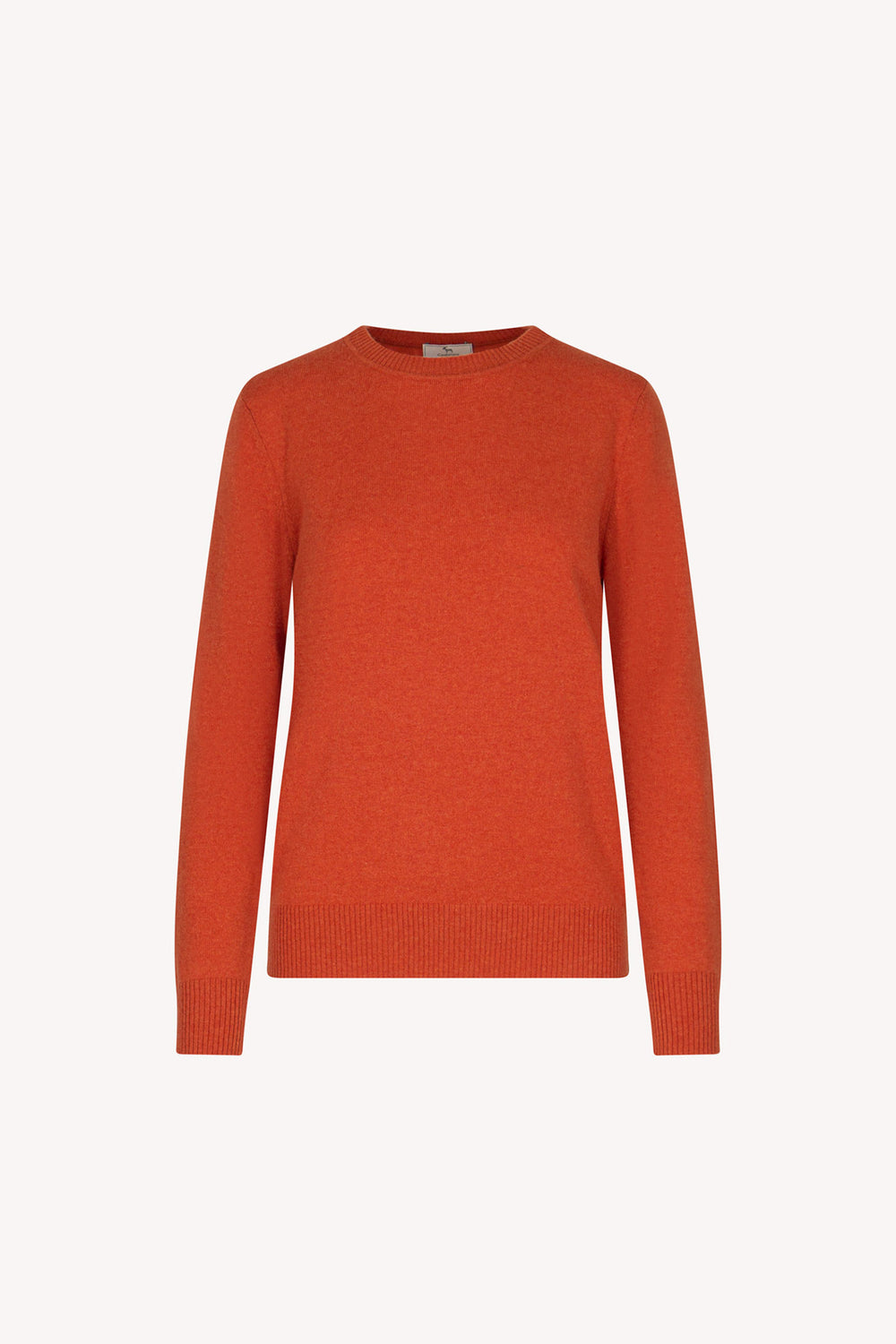 Orange Pure Cashmere Crew Neck Sweater in Plain Stitch