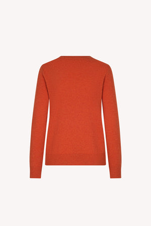 Orange Pure Cashmere Crew Neck Sweater in Plain Stitch
