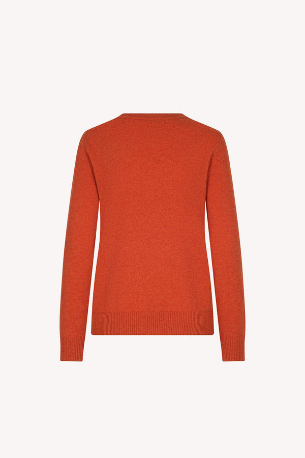 Orange Pure Cashmere Crew Neck Sweater in Plain Stitch