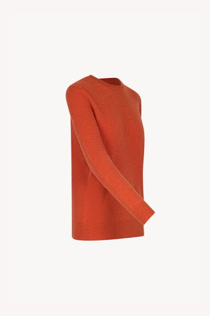 Orange Pure Cashmere Crew Neck Sweater in Plain Stitch