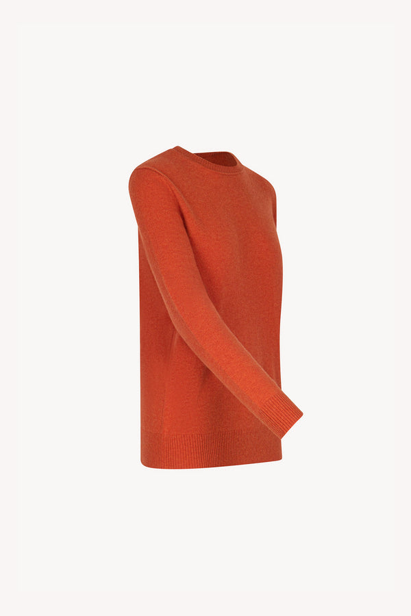 Orange Pure Cashmere Crew Neck Sweater in Plain Stitch