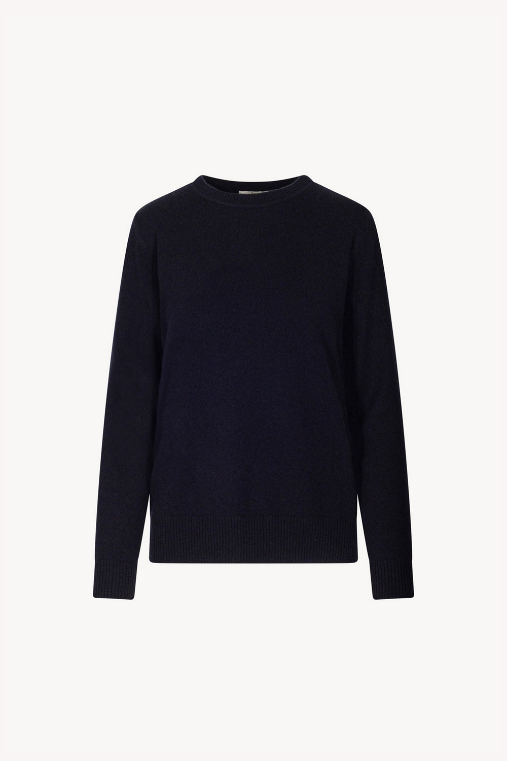 Midnight Blue Pure Cashmere Crew Neck Sweater in Plain Stitch