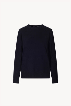Midnight Blue Pure Cashmere Crew Neck Sweater in Plain Stitch