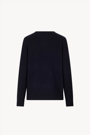 Midnight Blue Pure Cashmere Crew Neck Sweater in Plain Stitch