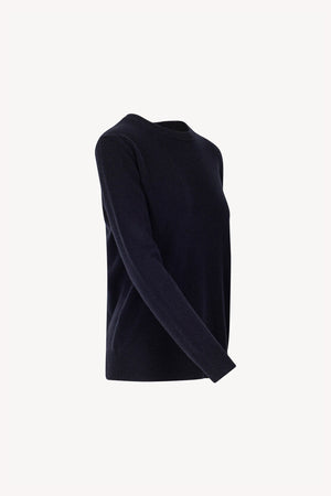 Midnight Blue Pure Cashmere Crew Neck Sweater in Plain Stitch