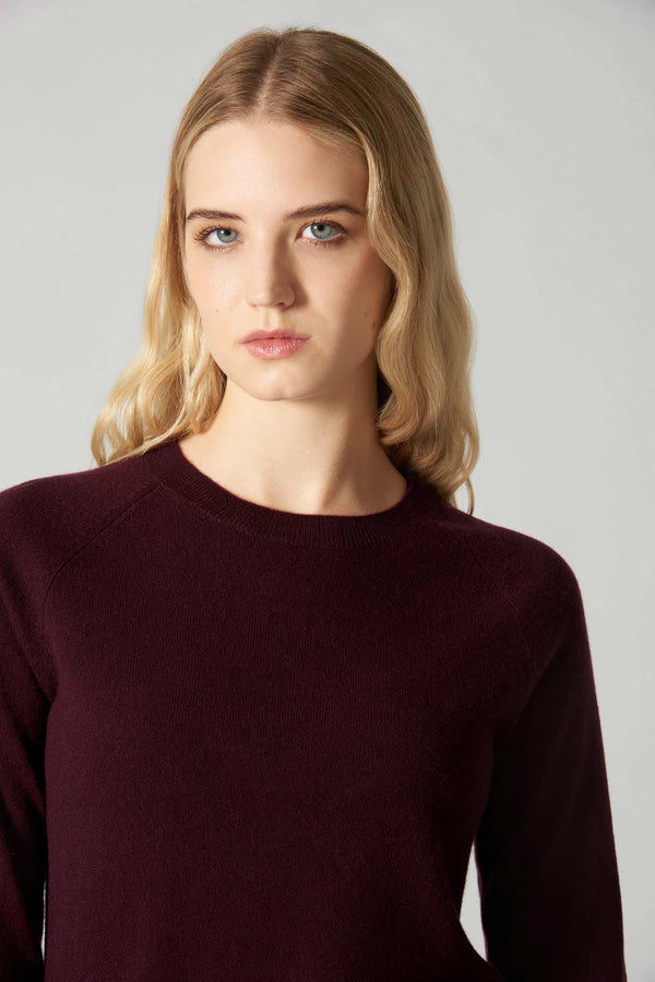 Girocollo Manica Raglan in Puro Cashmere Acero