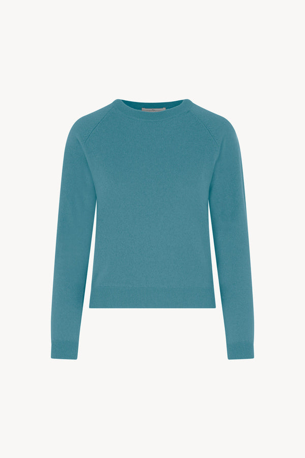 Girocollo Manica Raglan in Puro Cashmere Turchese