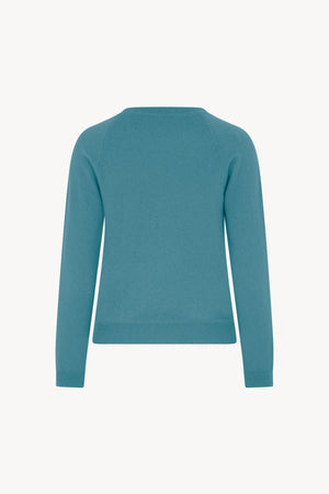 Girocollo Manica Raglan in Puro Cashmere Turchese