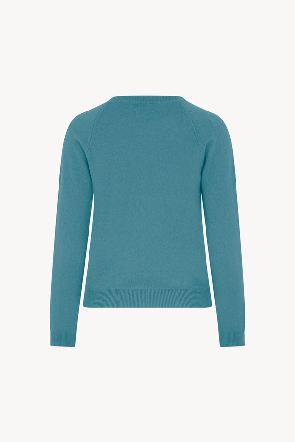 Girocollo Manica Raglan in Puro Cashmere Turchese