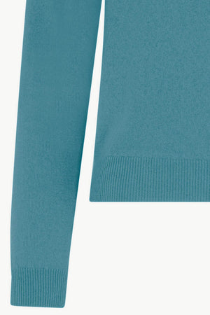 Girocollo Manica Raglan in Puro Cashmere Turchese