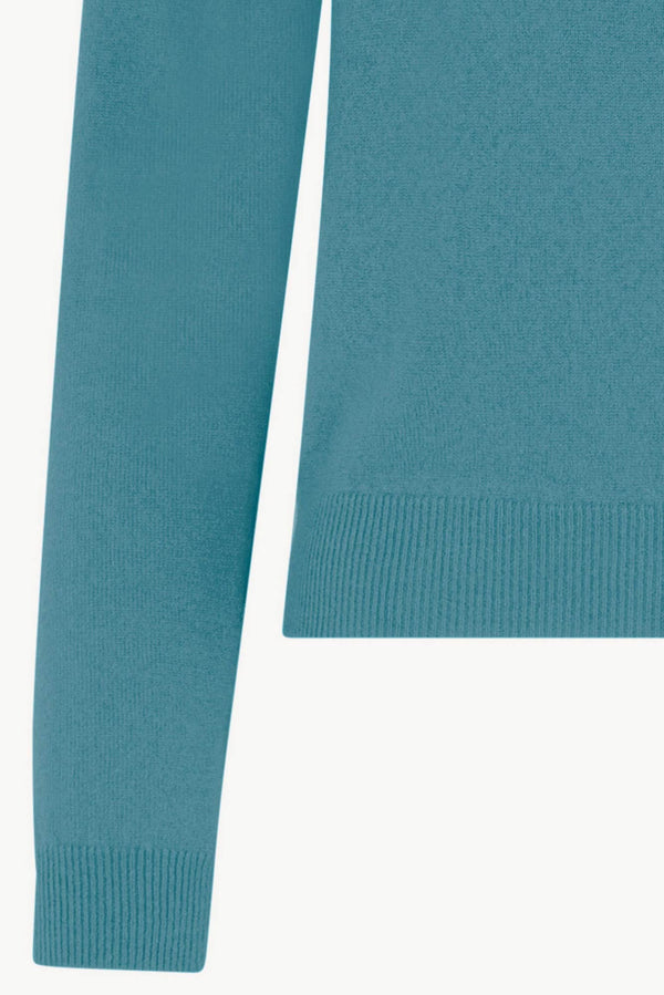Girocollo Manica Raglan in Puro Cashmere Turchese