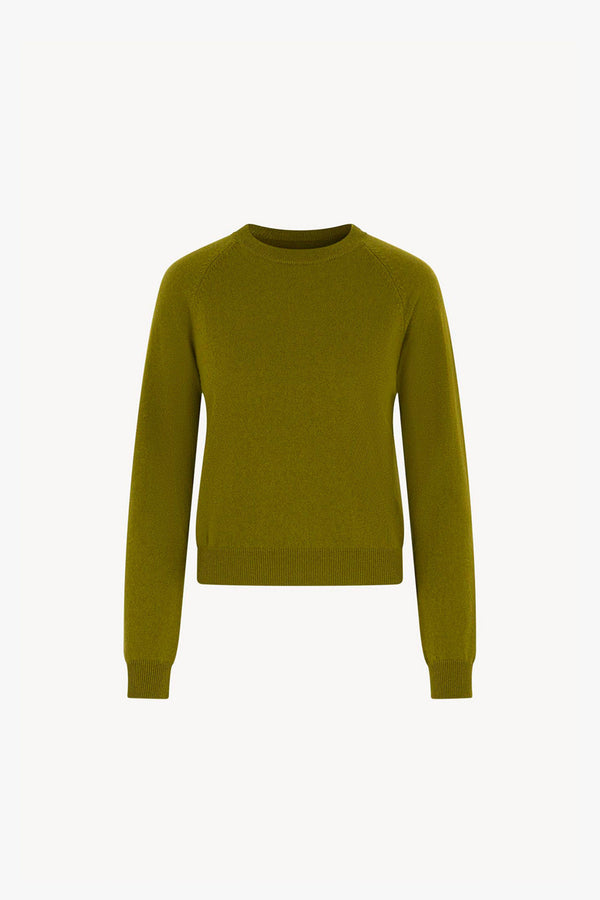 Girocollo Manica Raglan in Puro Cashmere Oliva