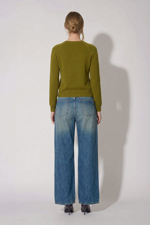 Girocollo Manica Raglan in Puro Cashmere Oliva
