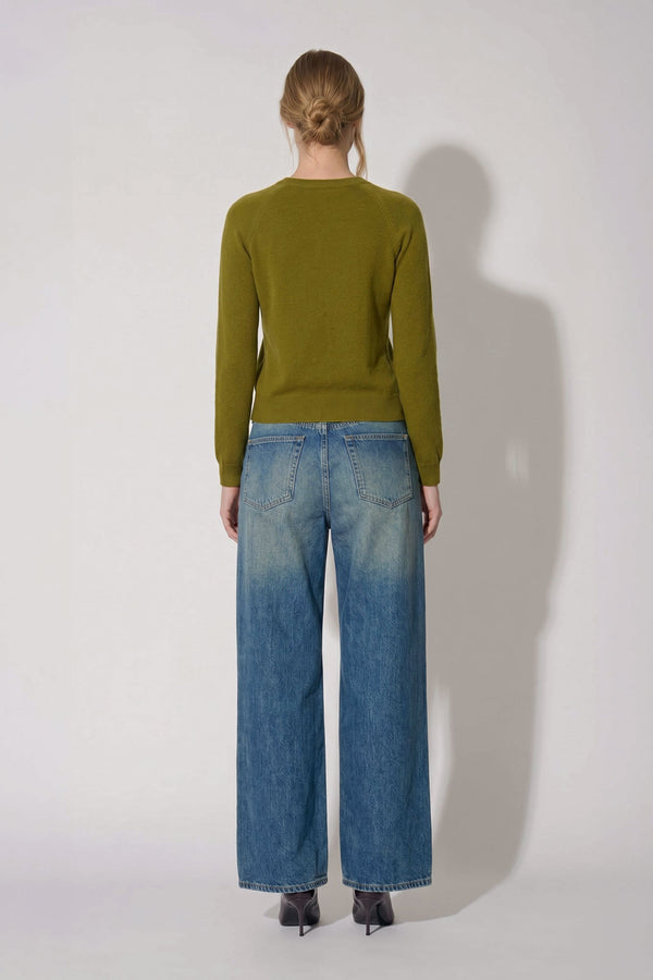 Girocollo Manica Raglan in Puro Cashmere Oliva