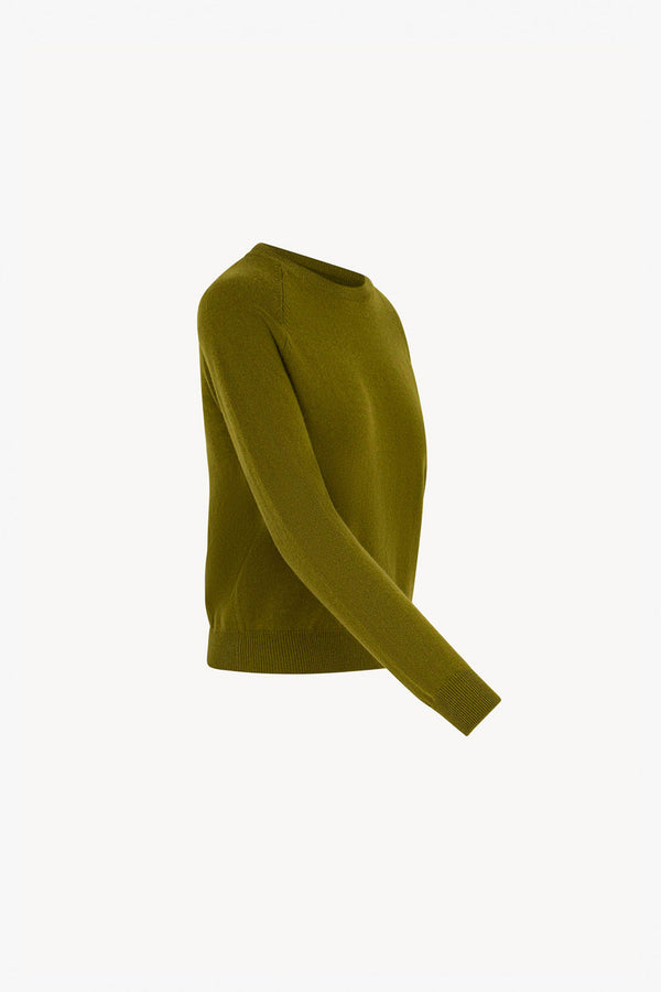 Girocollo Manica Raglan in Puro Cashmere Oliva