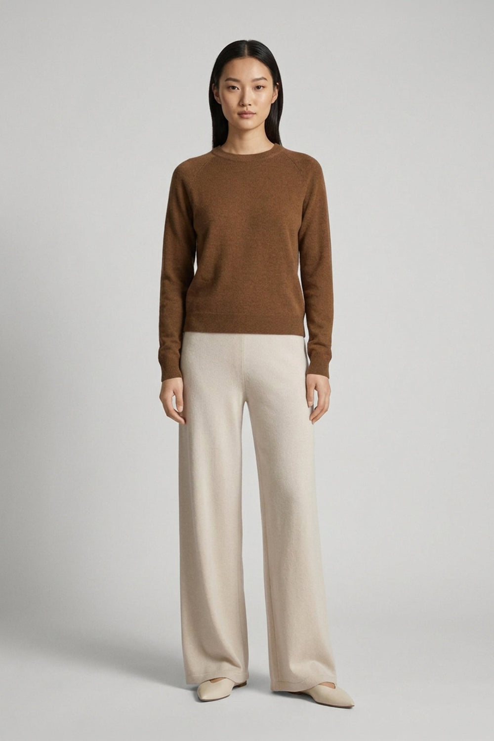 Girocollo Manica Raglan in Puro Cashmere Terracotta