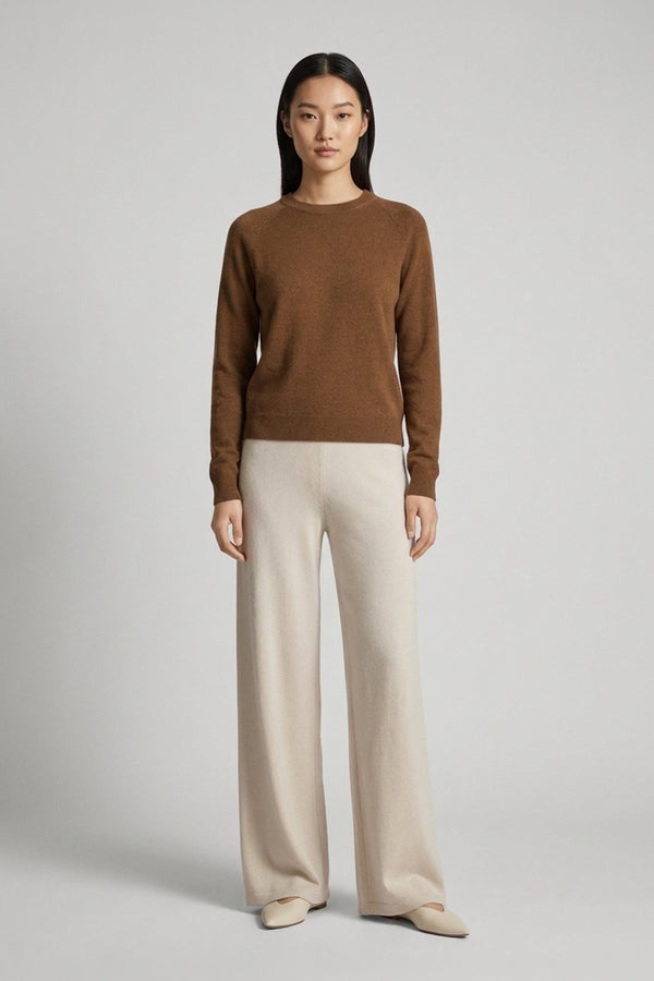 Girocollo Manica Raglan in Puro Cashmere Terracotta