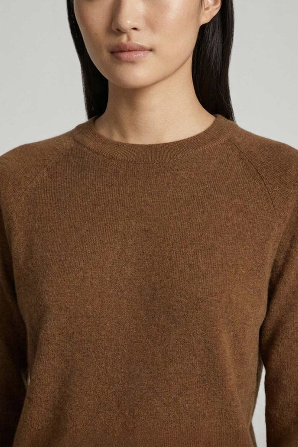 Girocollo Manica Raglan in Puro Cashmere Terracotta