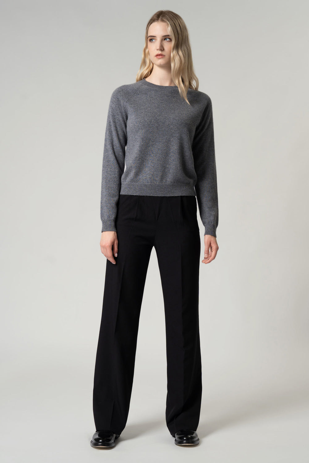 Girocollo Manica Raglan in Puro Cashmere Derby