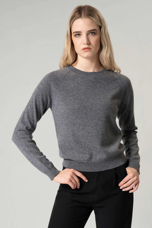 Girocollo Manica Raglan in Puro Cashmere Derby
