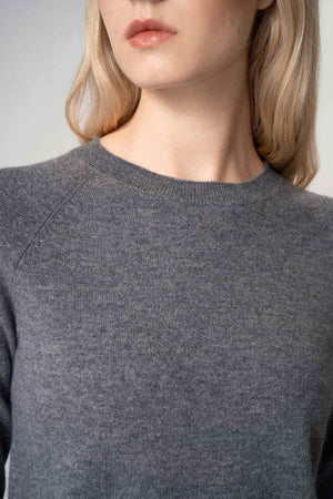 Girocollo Manica Raglan in Puro Cashmere Derby