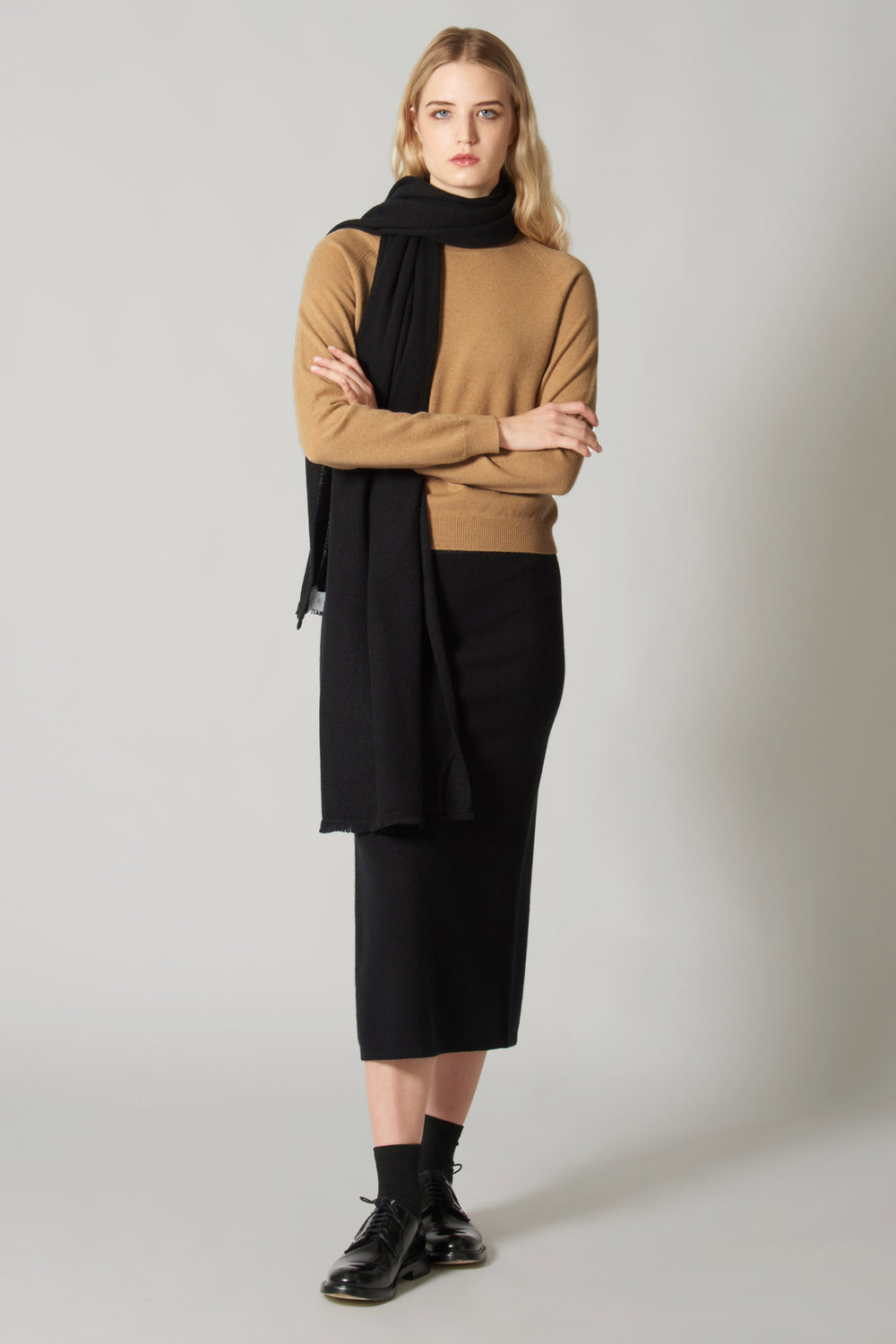 Girocollo Manica Raglan in Puro Cashmere Cammello