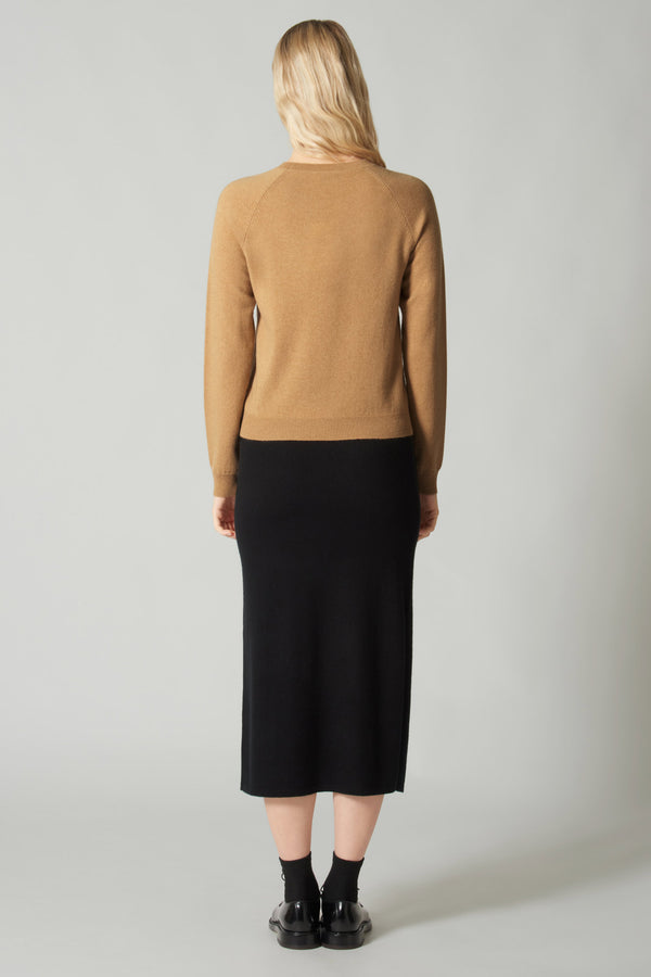 Girocollo Manica Raglan in Puro Cashmere Cammello