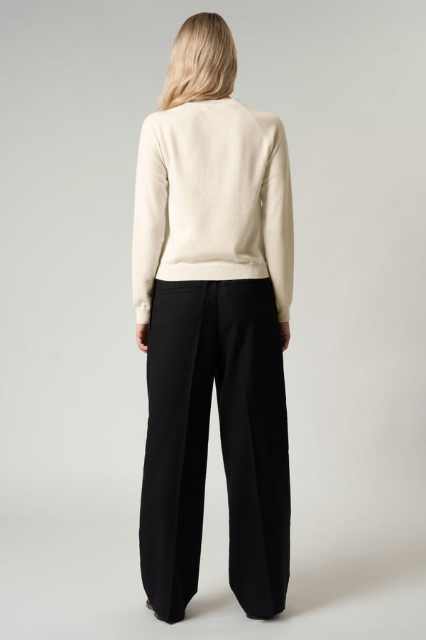 Girocollo Manica Raglan in Puro Cashmere Latte