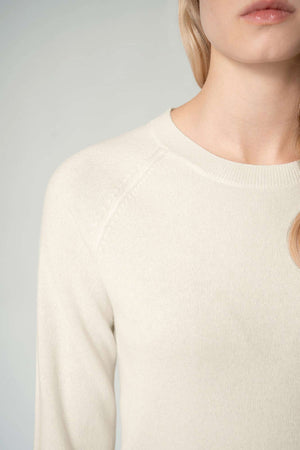 Girocollo Manica Raglan in Puro Cashmere Latte