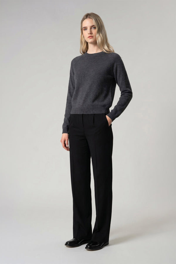 Girocollo Manica Raglan in Puro Cashmere Antracite