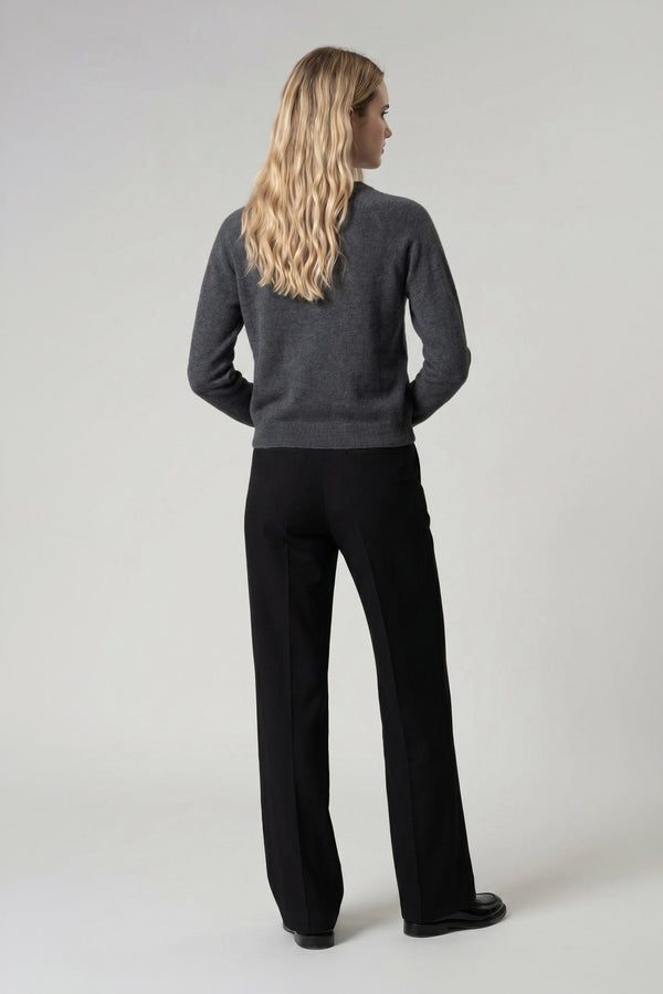 Girocollo Manica Raglan in Puro Cashmere Antracite