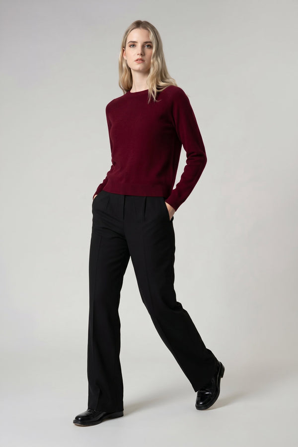 Girocollo Manica Raglan in Puro Cashmere Melograno