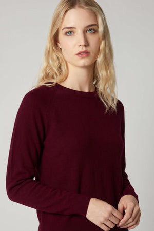 Girocollo Manica Raglan in Puro Cashmere Melograno