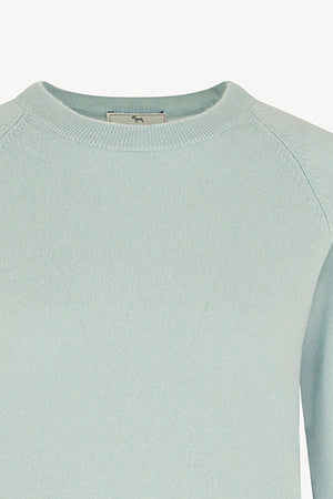 Girocollo Manica Raglan in Puro Cashmere Acquamarina