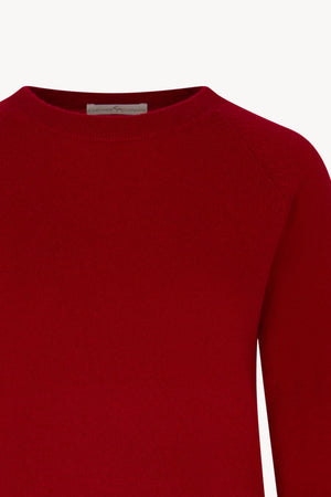 Girocollo Manica Raglan in Puro Cashmere Rubino
