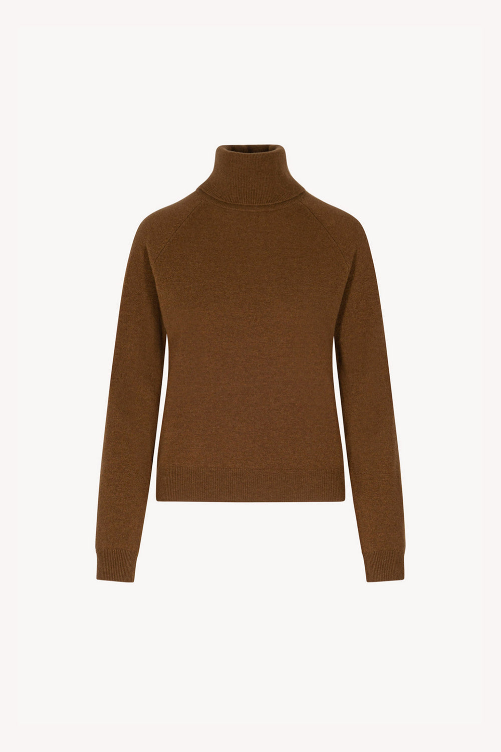 Terracotta Pure Cashmere Turtleneck Sweater with Raglan Sleeves