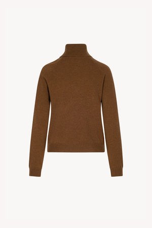 Terracotta Pure Cashmere Turtleneck Sweater with Raglan Sleeves