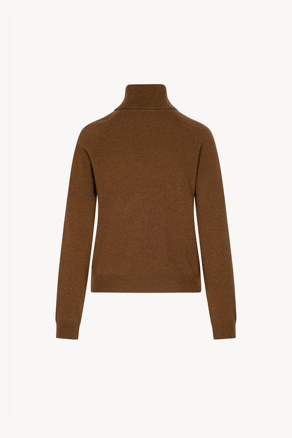 Terracotta Pure Cashmere Turtleneck Sweater with Raglan Sleeves