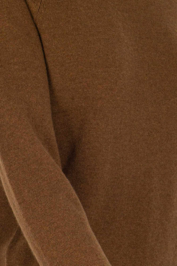 Terracotta Pure Cashmere Turtleneck Sweater with Raglan Sleeves