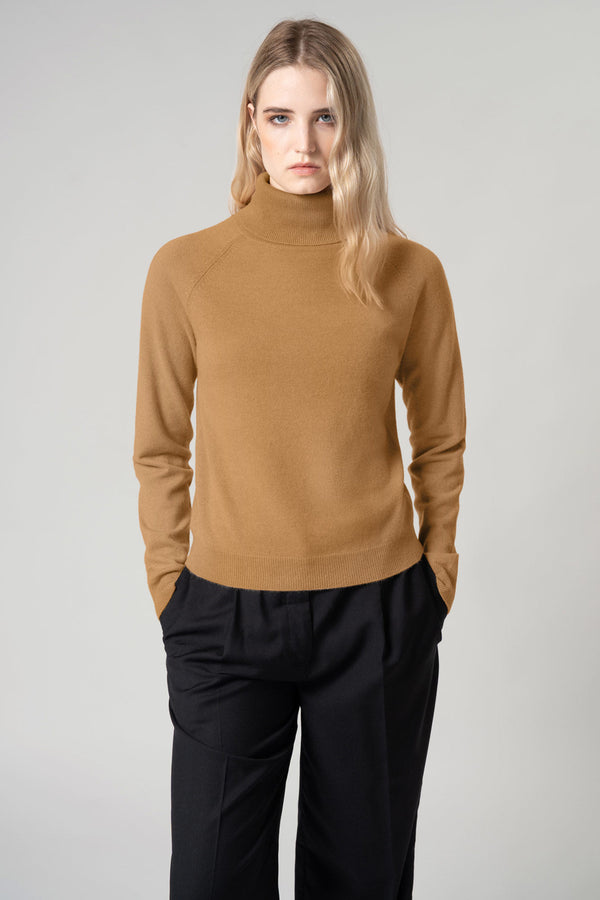 Dolcevita Manica Raglan in Puro Cashmere Cammello