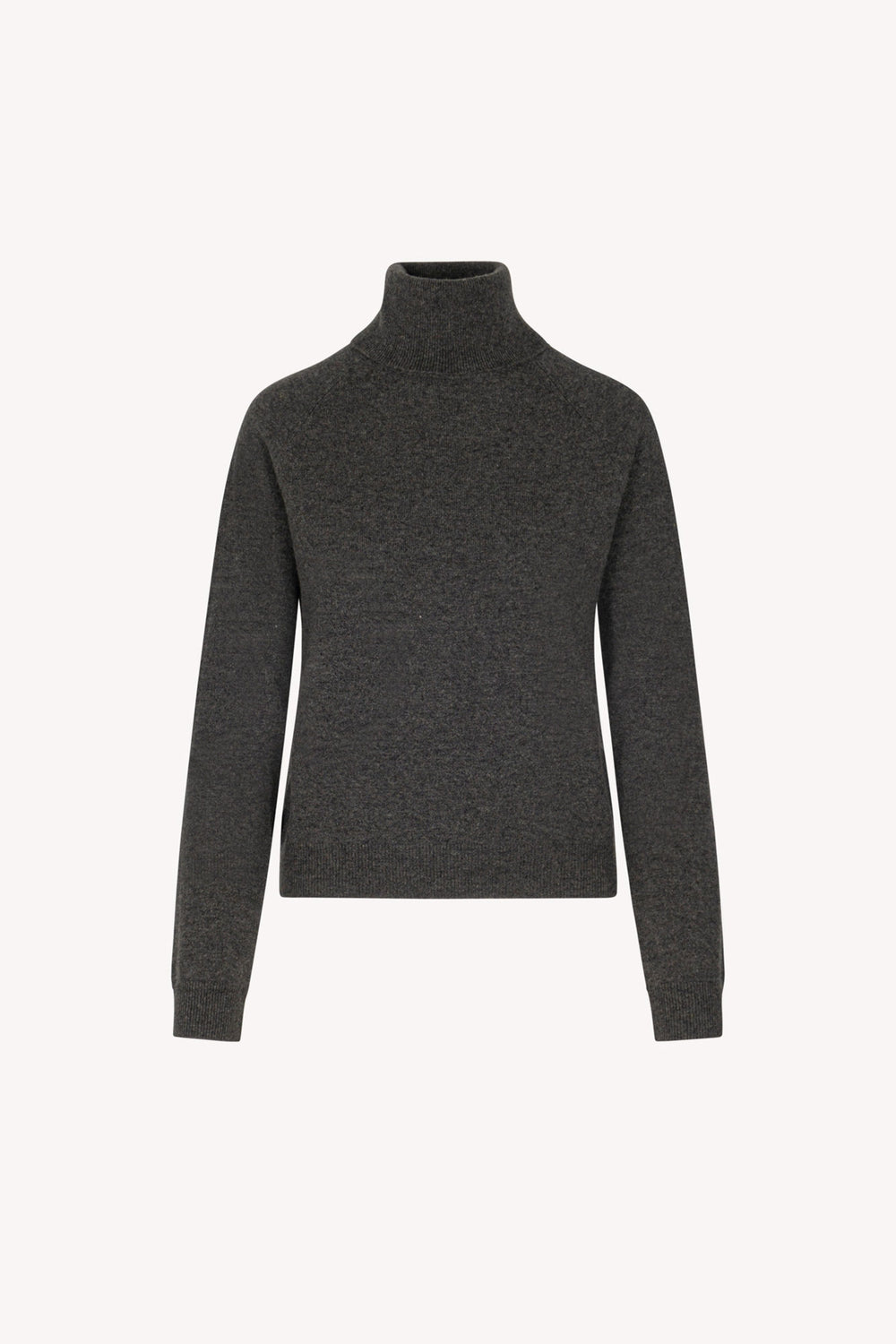 Anthracite Pure Cashmere Turtleneck Sweater with Raglan Sleeves
