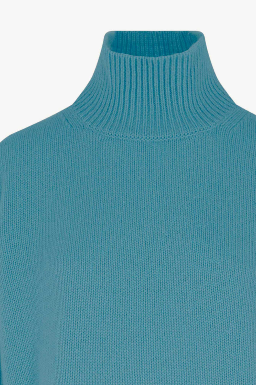 Maglia Lupetto Spacchi 8 Fili in Puro Cashmere Turchese