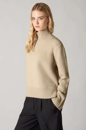 Maglia Lupetto Spacchi 8 Fili in Puro Cashmere Avena