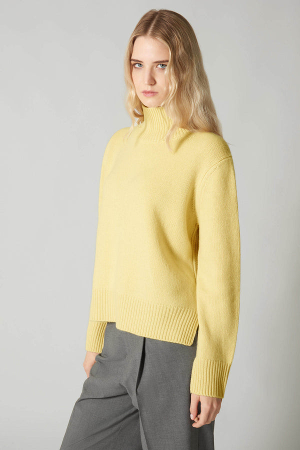 Maglia Lupetto Spacchi 8 Fili in Puro Cashmere Vanilla