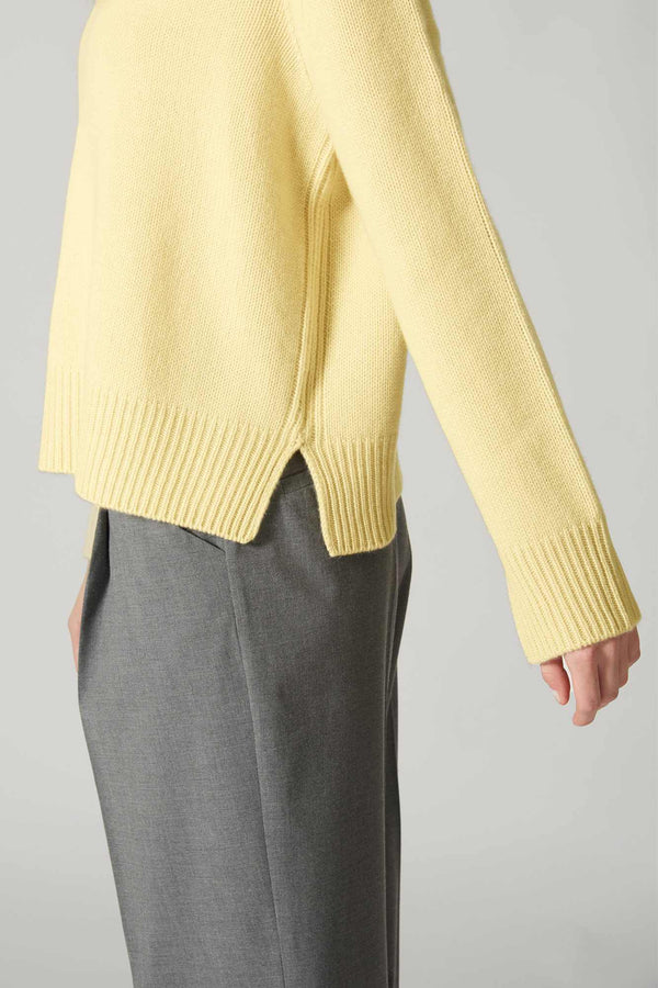 Maglia Lupetto Spacchi 8 Fili in Puro Cashmere Vanilla