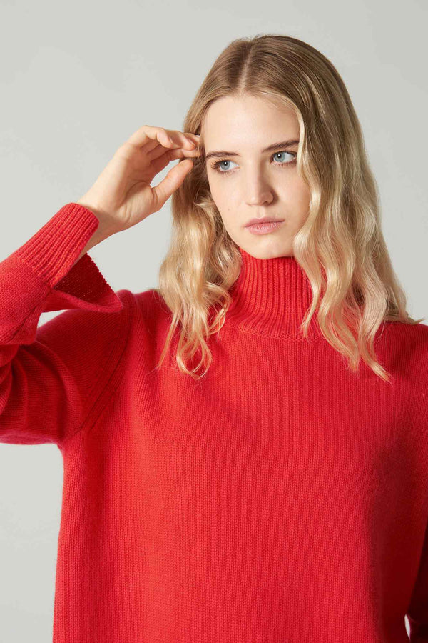 Maglia Lupetto Spacchi 8 Fili in Puro Cashmere Bitter