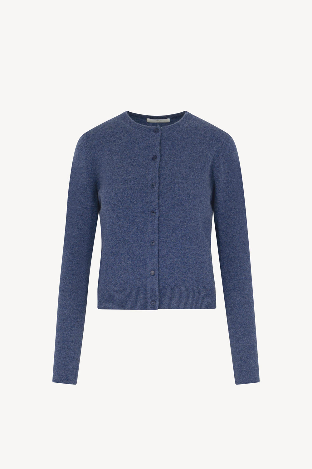 Cardigan Girocollo in Puro Cashmere Denim Scuro