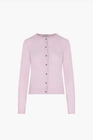 Cardigan Girocollo in Puro Cashmere Rosa