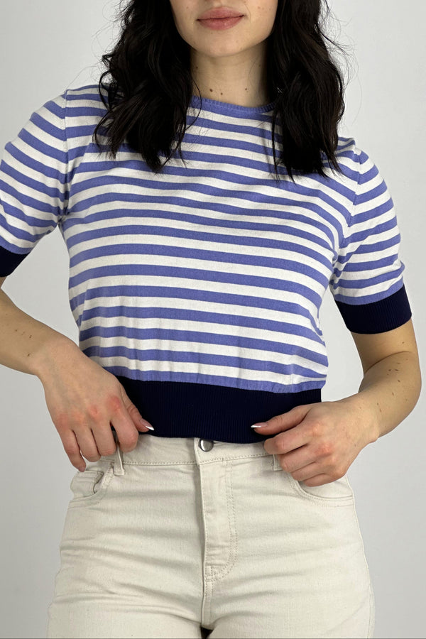 Girocollo Mezza Manica Righe Cotone - Seta - Cashmere