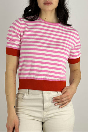 Girocollo Mezza Manica Righe Cotone - Seta - Cashmere